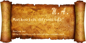 Matkovich Afrodité névjegykártya